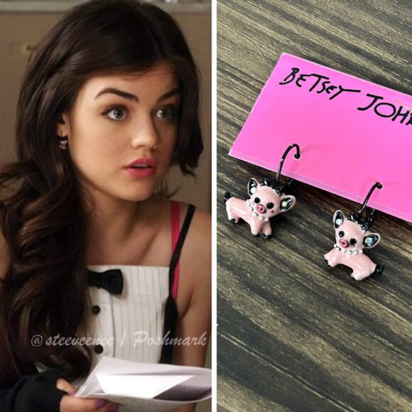 NWT Betsey Johnson Critters Pig Drop Earrings ASO Aria Montgomery - Picture 1 of 7